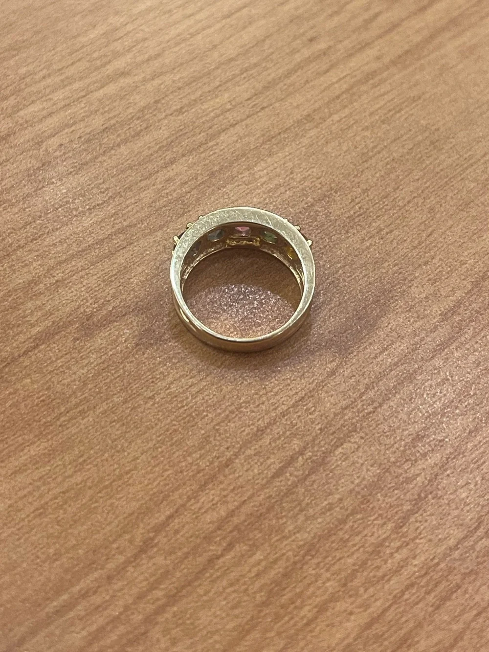 10k Yellow Gold Multicolor Gemstone Band Ring